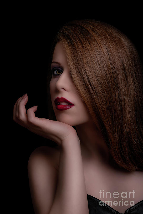 Beauty portrait of a sensual woman with red lipstick Photograph by Mendelex Photography