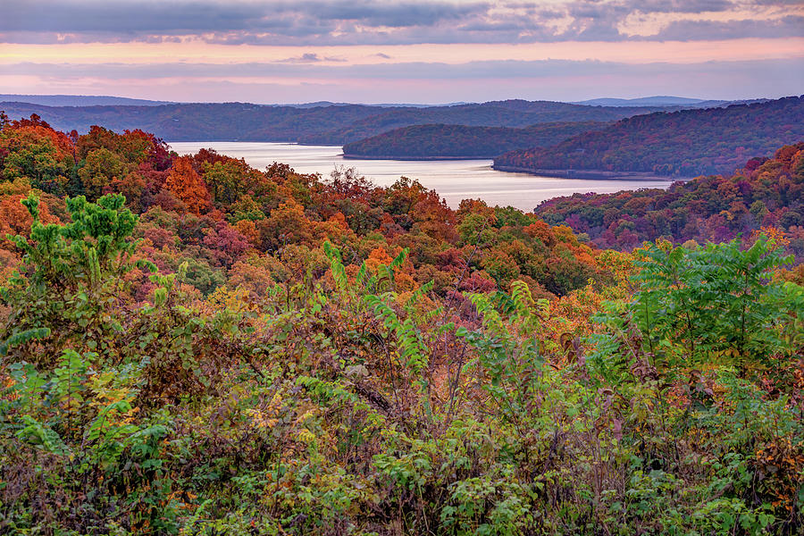 Arkansas Landscape Photograph - Beaver Lake At Dusk - Northwest Arkansas Autumn Landscape by Gregory Ballos