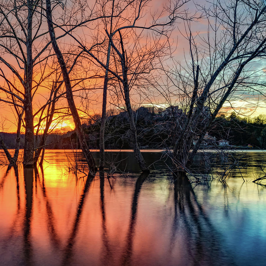 Beaver Lake Photograph - Beaver Lake Vibrant Evening Sunset - Northwest Arkansas by Gregory Ballos