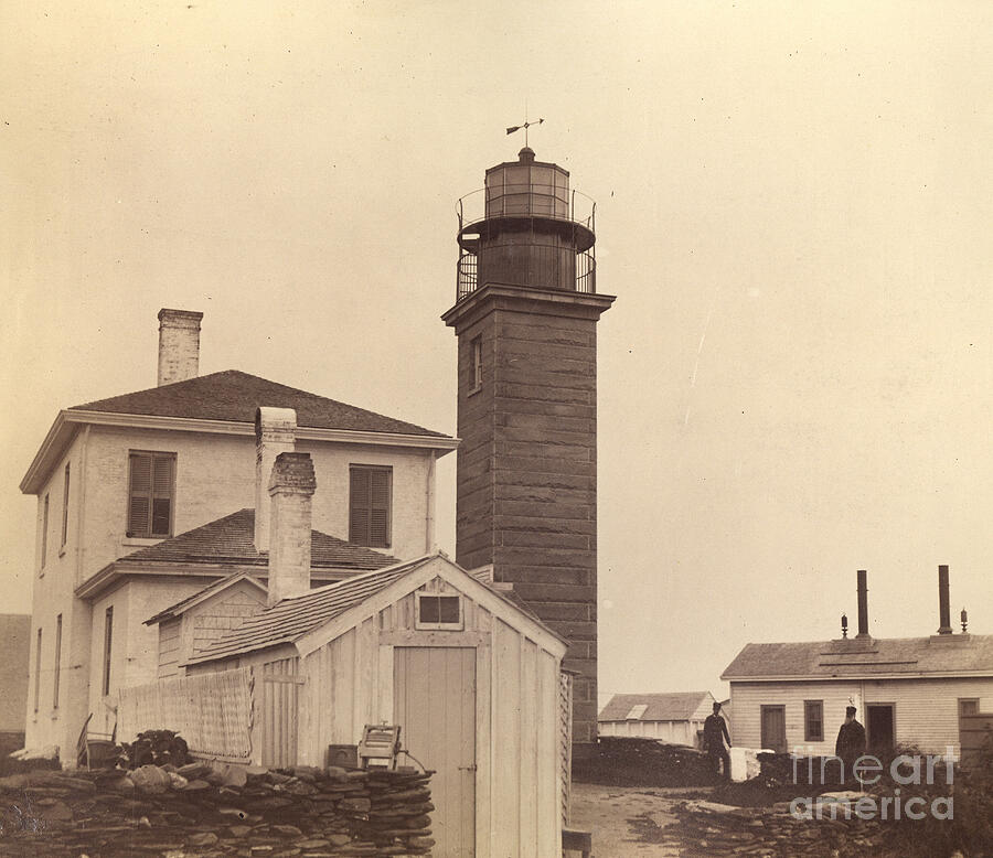 Beaver Tail Lighthouse In Ri 1884 Photograph by Skip Willits