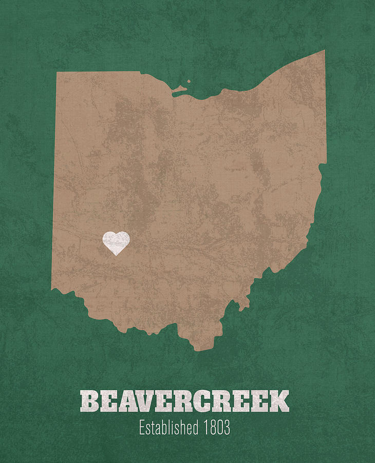 Beavercreek Ohio City Map Founded 1803 University of Ohio Color Palette ...