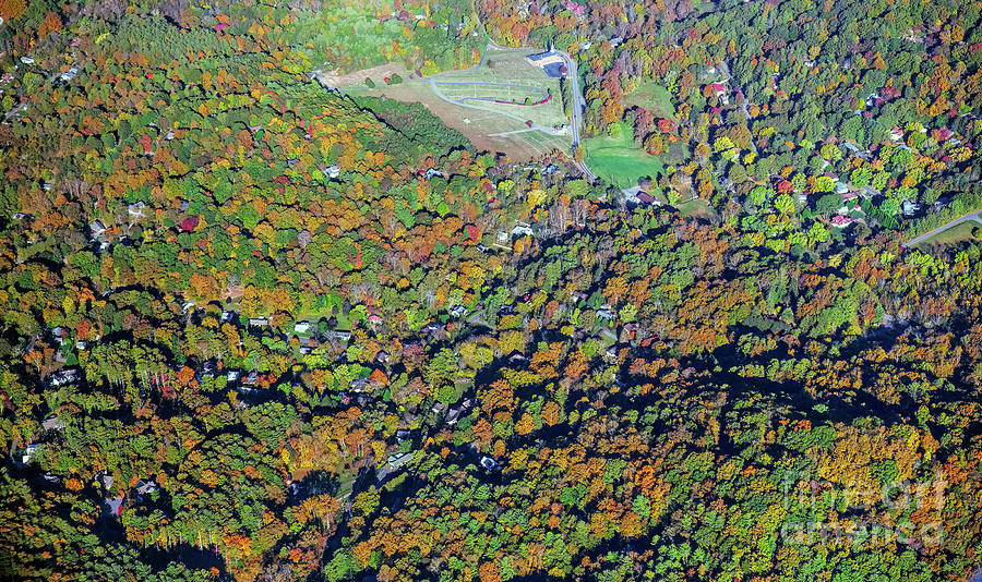 Beaverdam Valley in North Asheville with Autumn Colors Aerial Vi Photograph by David Oppenheimer