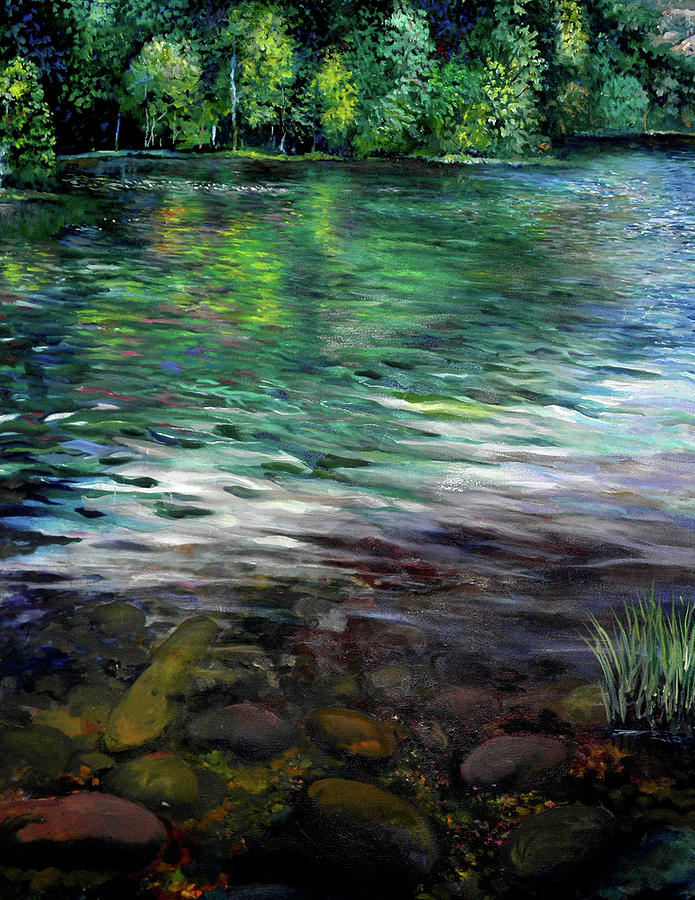 Water Painting - Beavers Bend by Steve Linebaugh Water Painting - Beavers Bend by Steve Linebaugh