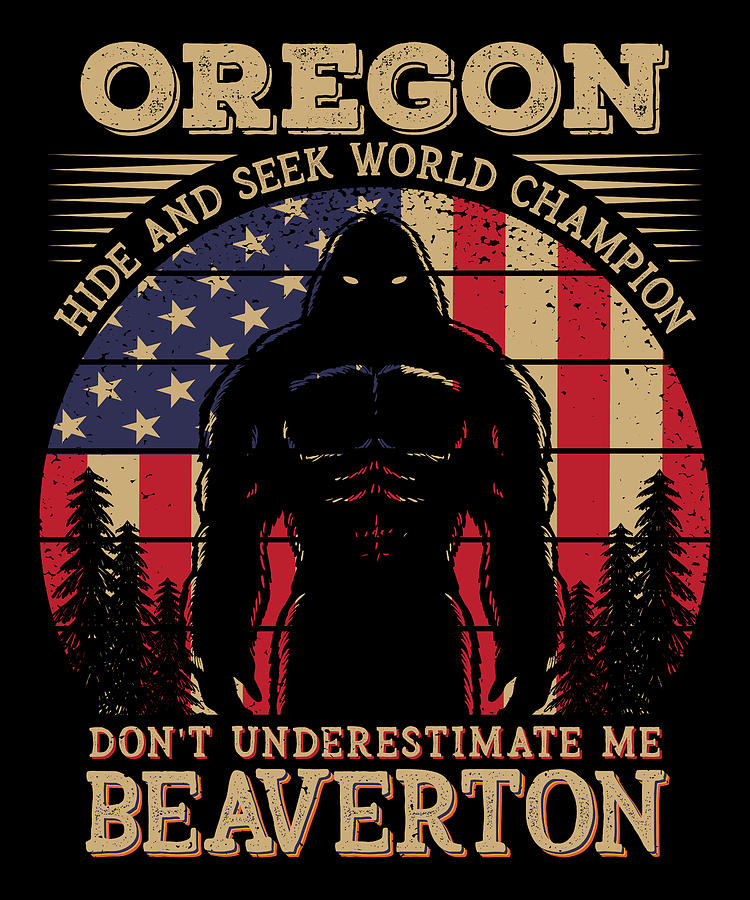 Beaverton Oregon Bigfoot 4th of July Patriotic USA Flag Sasquatch