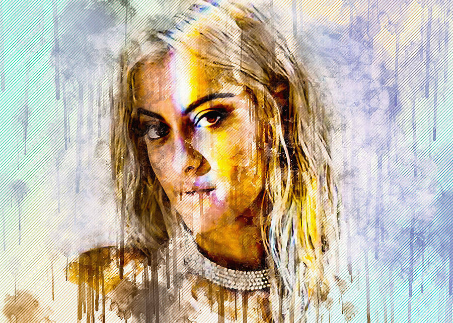 Bebe Rexha Portrait Photoshoot American Singer White Dress Digital Art ...