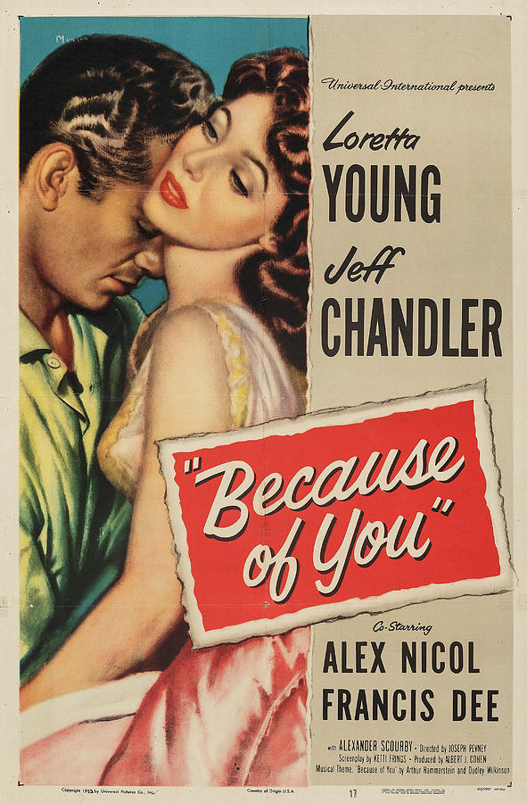 Because of You poster 1952 Mixed Media by Movie World Posters