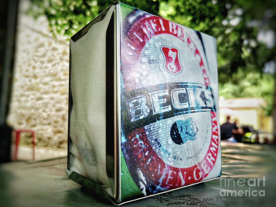 Becks Logo Napkins Holder In Bar Table Becks Beer Brand German Photograph