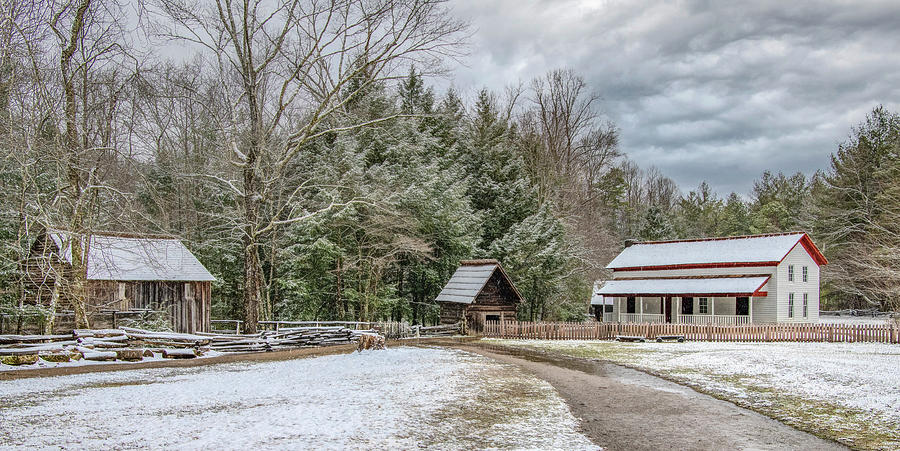 Becky Cable Homestead in Winter, Cades Cove Photograph by Marcy Wielfaert