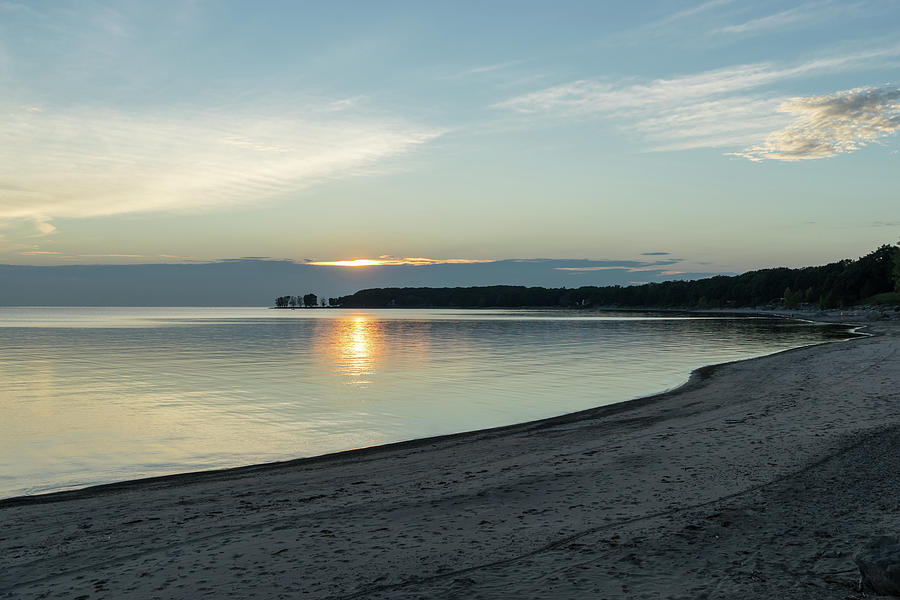 Beclouded Sunset Serenity - Lorraine Bay Lake Erie North Shore Photograph by Georgia Mizuleva