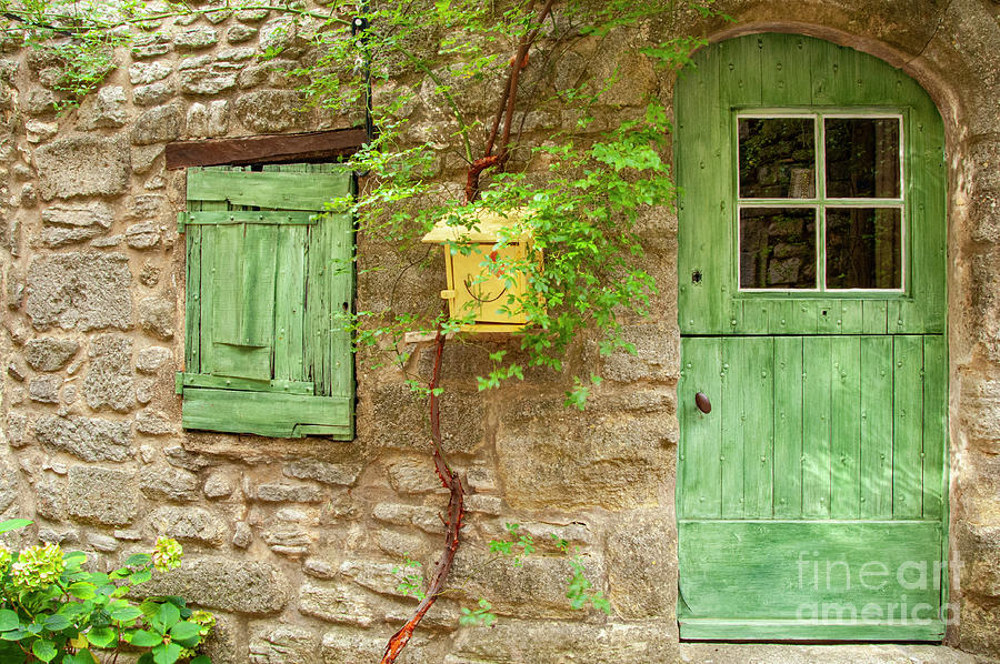 Saignon Bed and Breakfast Green Door and Window Shutter Photograph by Bob Phillips
