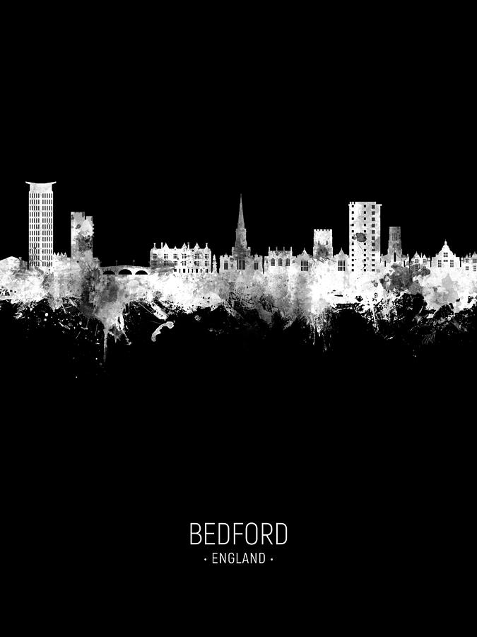 Bedford England Skyline #03 Digital Art by Michael Tompsett