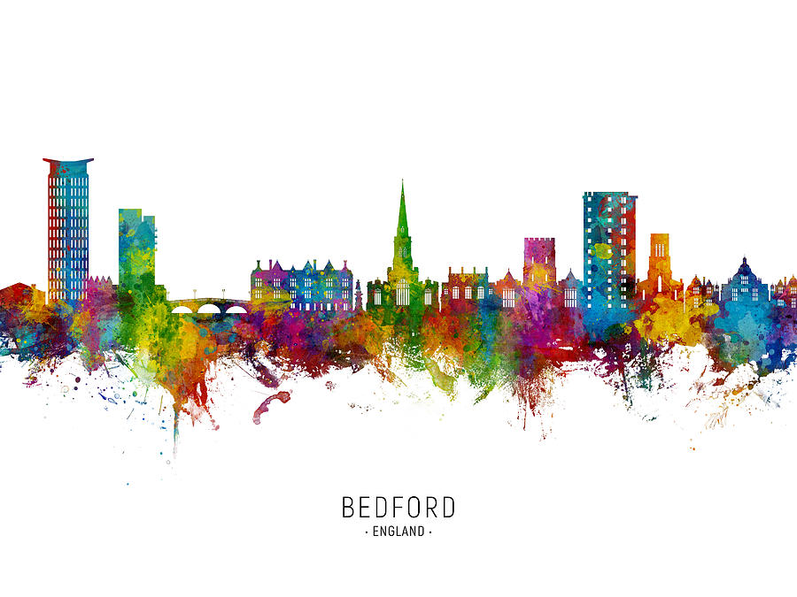 Bedford England Skyline #76 Digital Art by Michael Tompsett