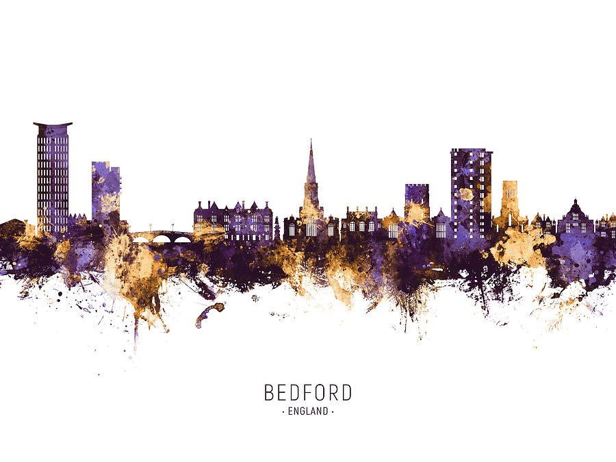 Bedford England Skyline #78 Digital Art by Michael Tompsett