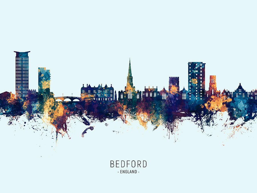 Bedford England Skyline #79 Digital Art by Michael Tompsett