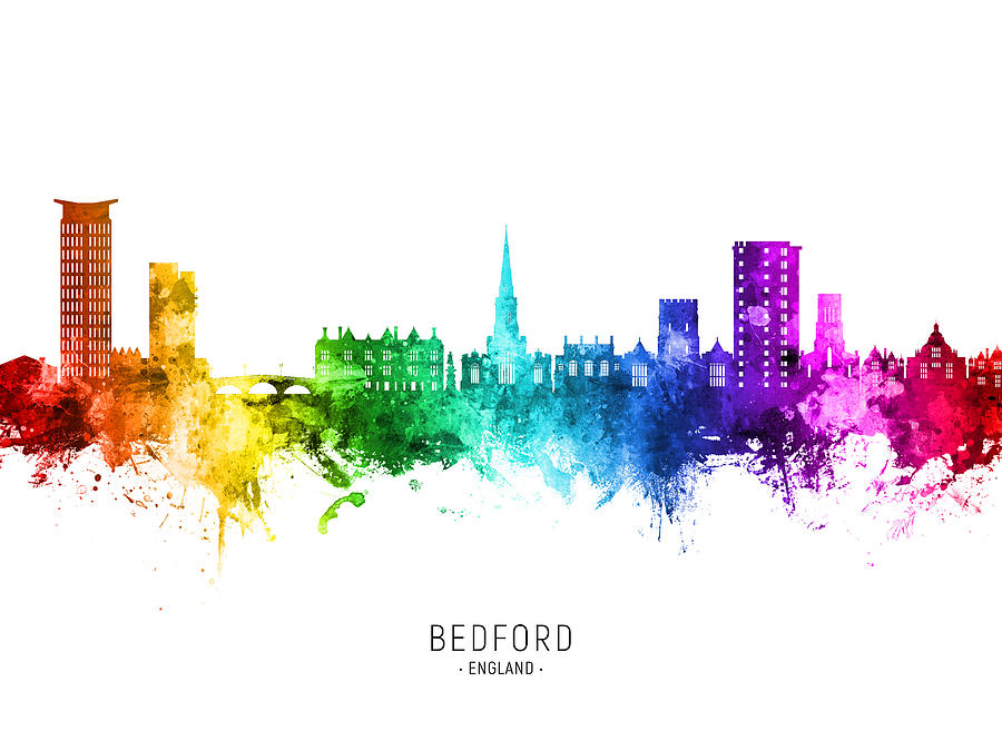 Bedford England Skyline #80 Digital Art by Michael Tompsett