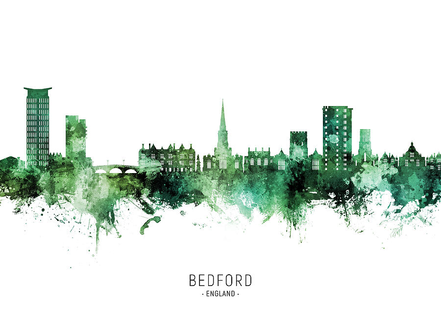Bedford England Skyline #83 Digital Art by Michael Tompsett