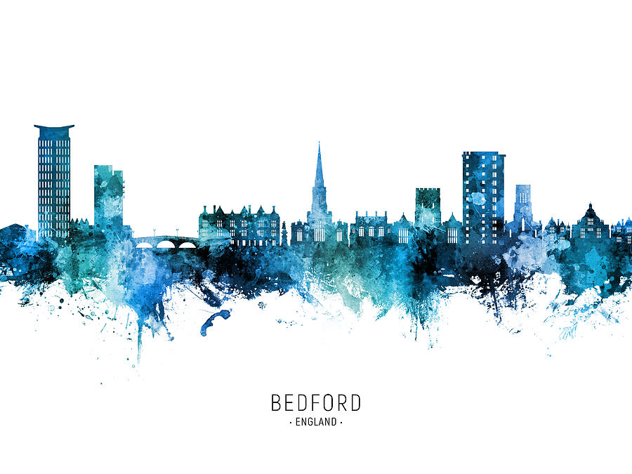 Bedford England Skyline #85 Digital Art by Michael Tompsett
