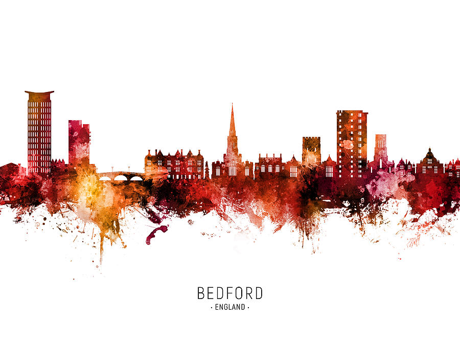 Bedford England Skyline #86 Digital Art by Michael Tompsett