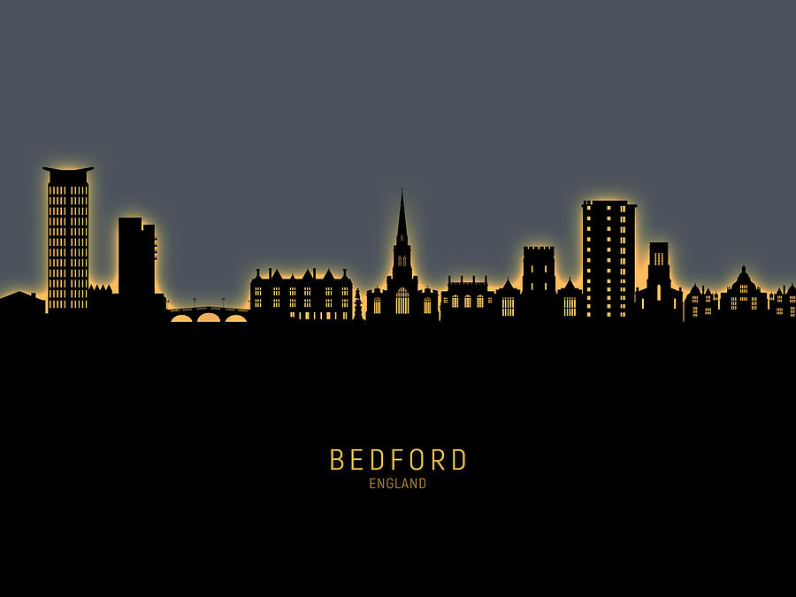 Bedford England Skyline #89 Digital Art by Michael Tompsett