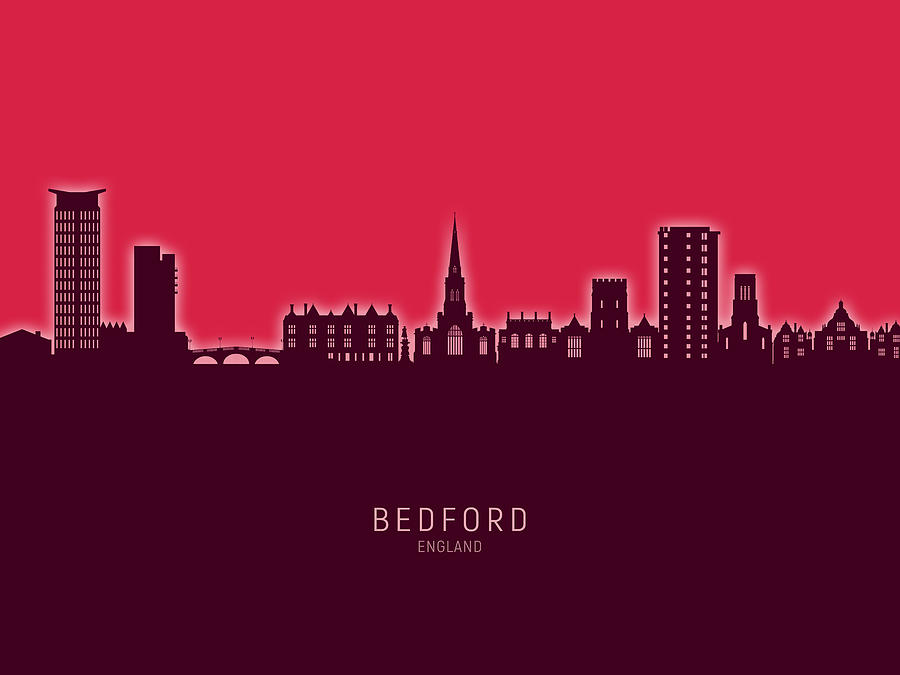 Bedford England Skyline #95 Digital Art by Michael Tompsett