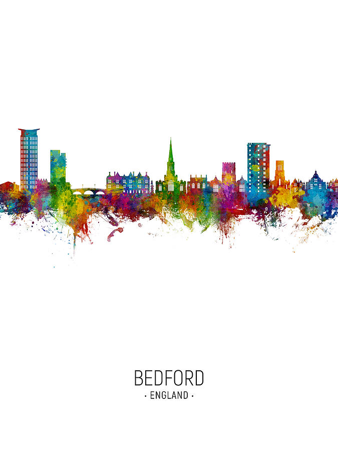 Bedford England Skyline #98 Digital Art by Michael Tompsett
