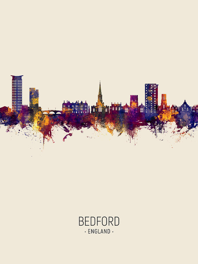 Bedford England Skyline #99 Digital Art by Michael Tompsett