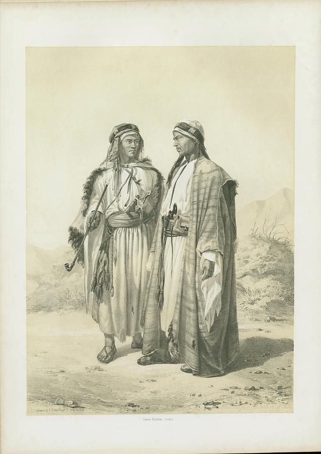 Bedouins, from the Vicinity of Suez.  One of the Mahazi, and the other of the Soualeh Tribe Painting by Artistic Rifki