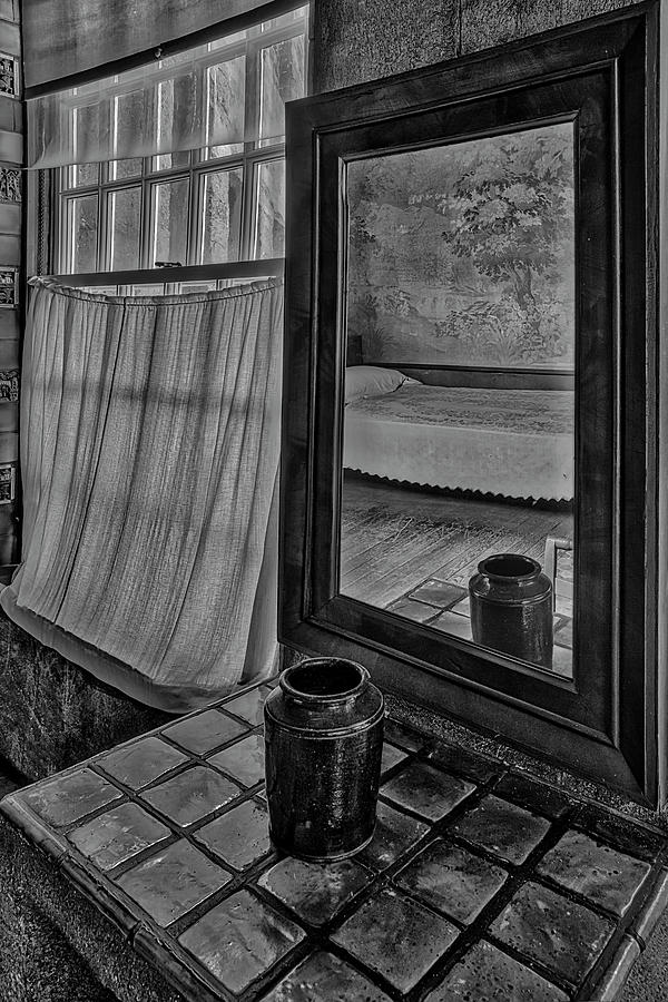 Bedroom Reflections BW Photograph by Susan Candelario