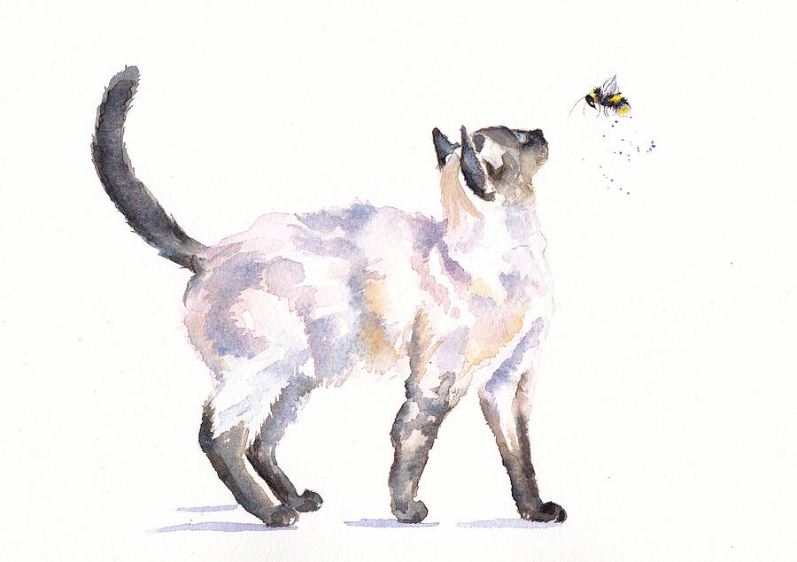 Bee a Siamese Cat Painting by Debra Hall