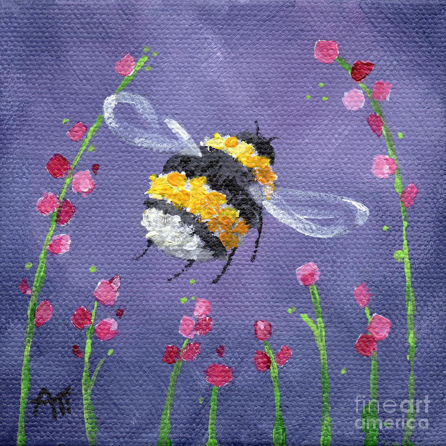 Bee Ballet - Bumblebee Painting Painting by Annie Troe