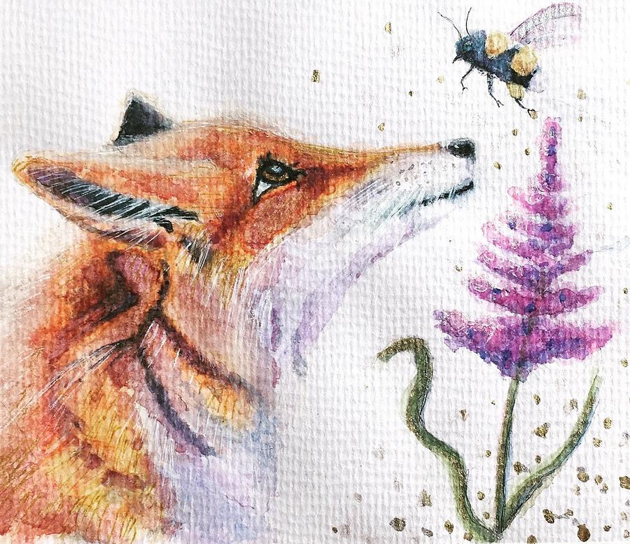 Watercolor Painting - Bee Foxy by Sharon May Nicol Watercolor Painting - Bee Foxy by Sharon May Nicol