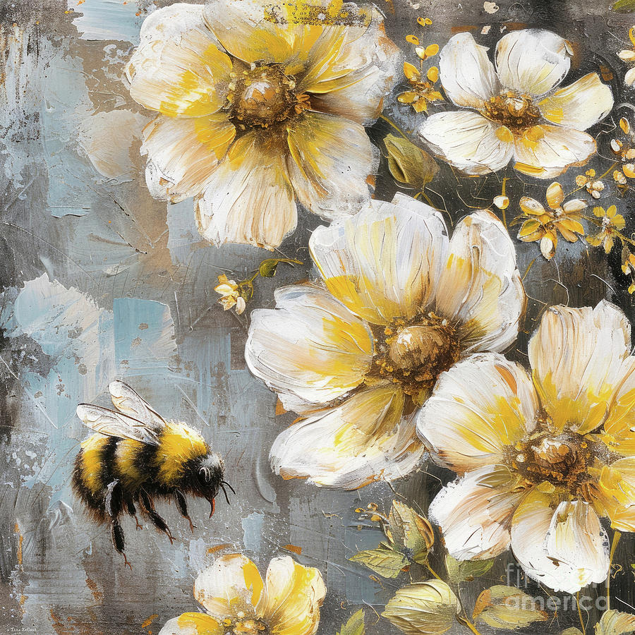Daisy Painting - Bee Free 2 by Tina LeCour