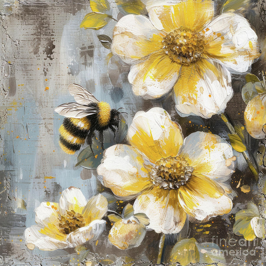 Daisy Painting - Bee Free by Tina LeCour