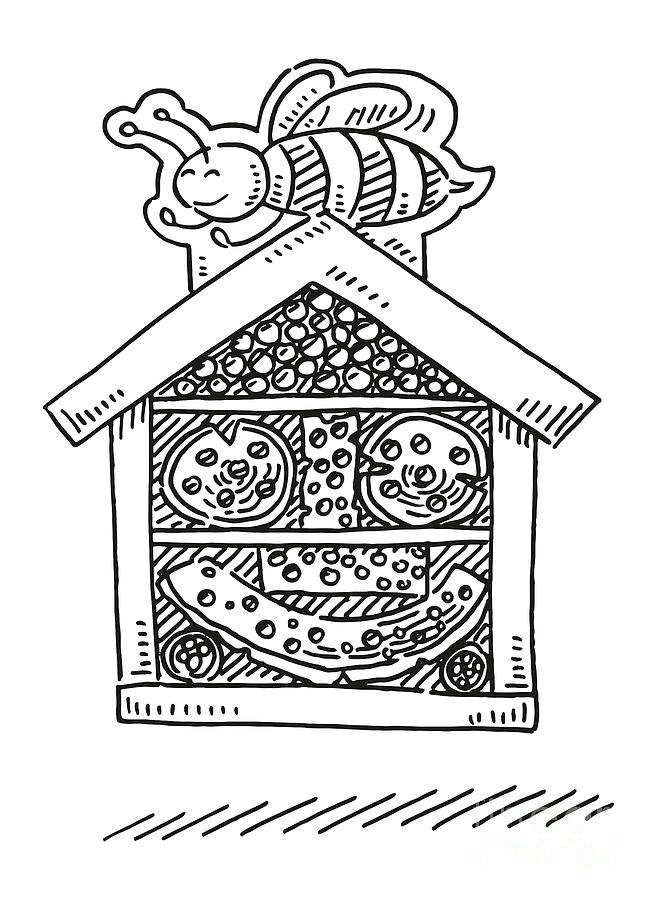 Bee Hotel Symbol Drawing Drawing by Frank Ramspott - Pixels