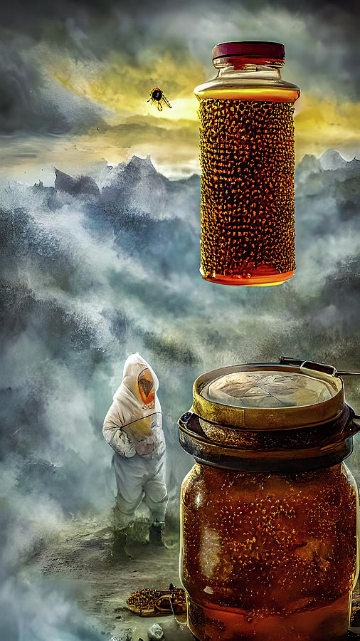 Bee Jar Bee Keeper Painting by Bob Orsillo