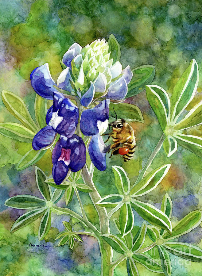 Bee On A Bluebonnet Painting