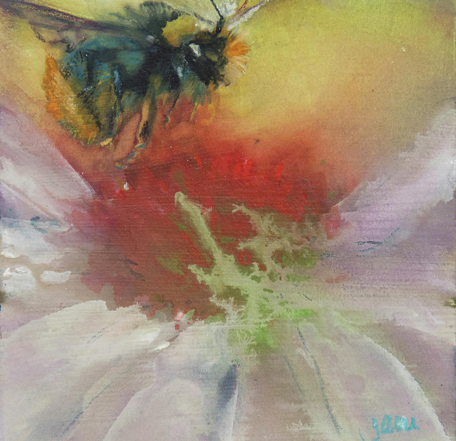 Bee On Coneflower Painting by Jani Freimann
