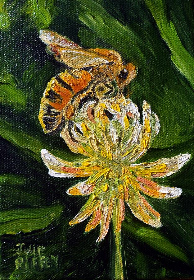 Bee Sipping on Clover Painting by Julie Brugh Riffey