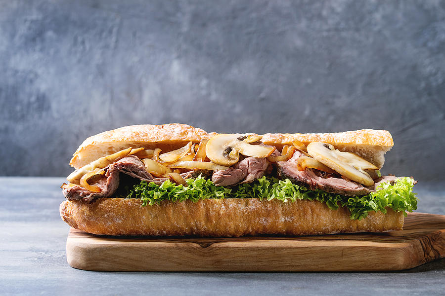 Beef baguette sandwich Photograph by Natasha Breen