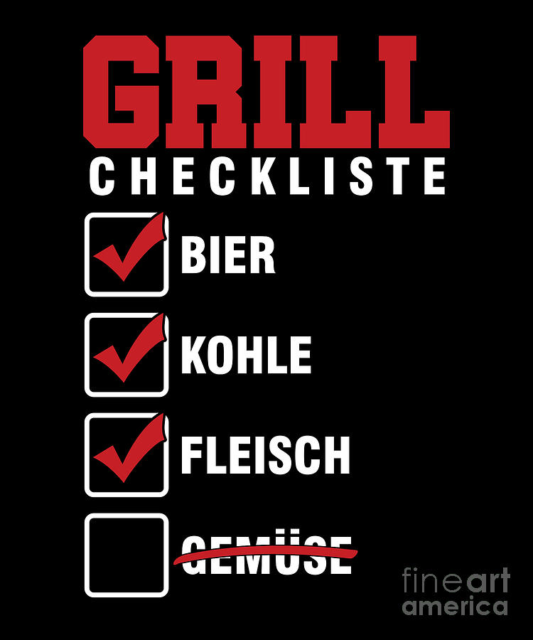 Cool Digital Art - Beer Coal Meat Veggies Cook Food Lover Cooking Grilling Gift Grill Checklist by Thomas Larch