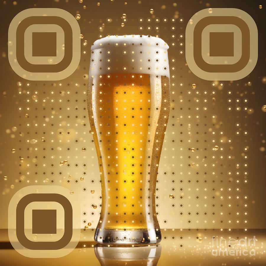 Beer Glass Art QR Code  - Sip and Scan for Fun Mixed Media by Artvizual
