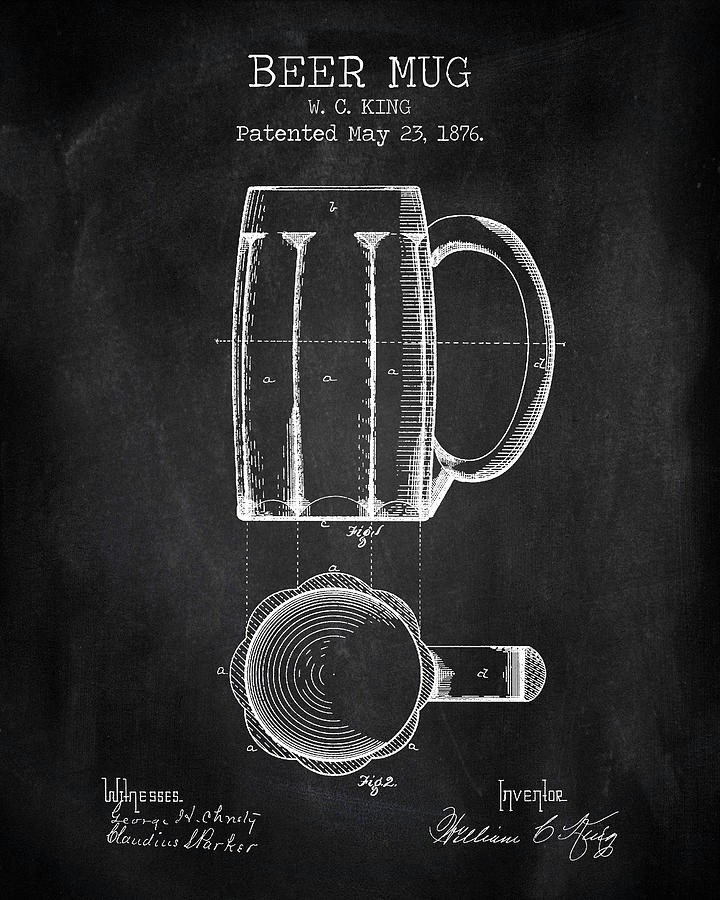 Beer mug chalkboard patent Digital Art by Dennson Creative - Fine Art ...