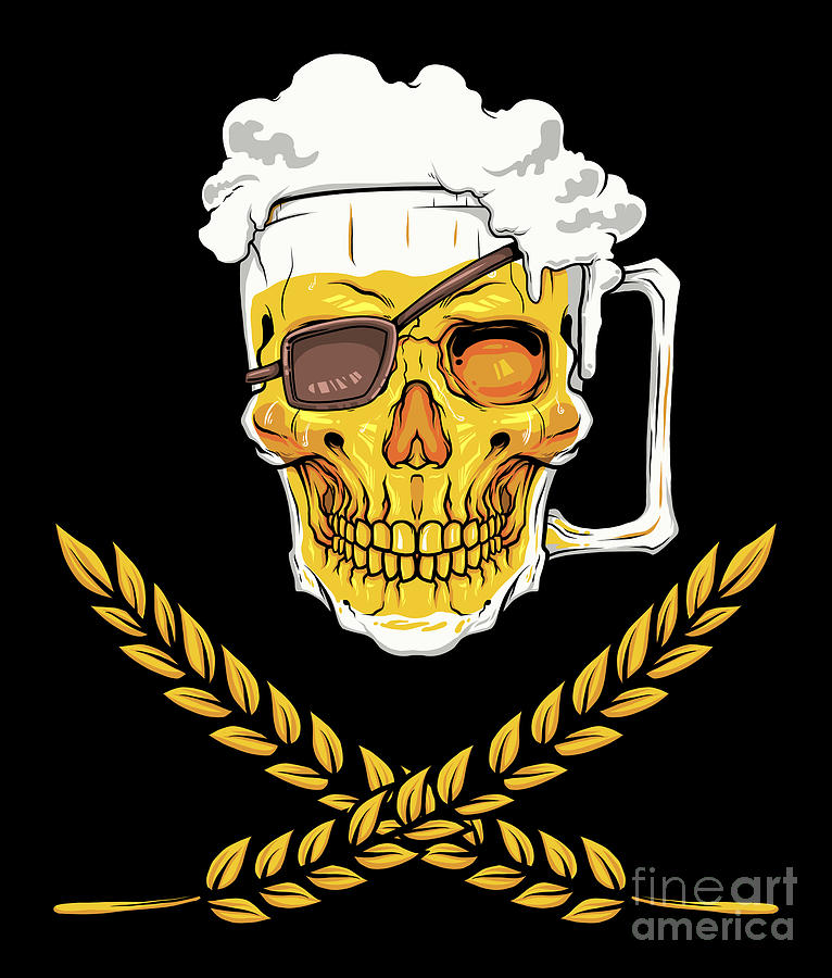 Beer Mug Pirate Skull Brewery Emblem Alcohol Digital Art by Mister Tee ...