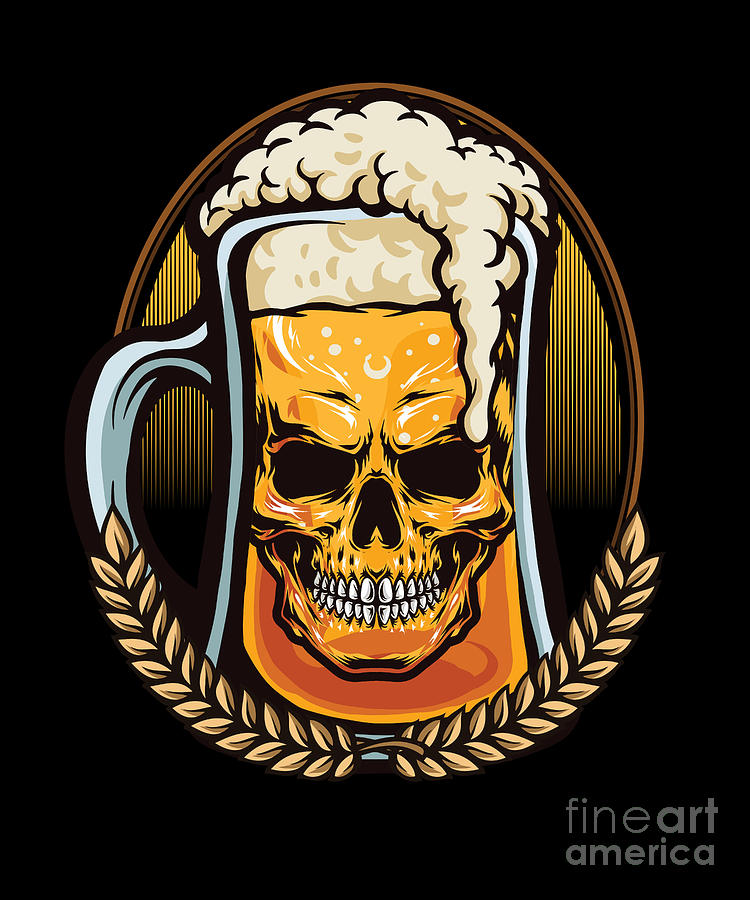 Beer Mug Skull Beer Foam Brewing Beer Lover Gift Digital Art by Thomas ...
