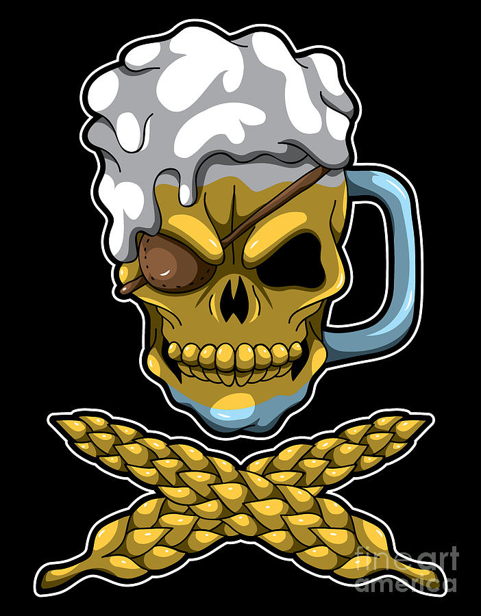 Beer Mug Skull Brewery Pirate Oktoberfest Digital Art by Mister Tee ...
