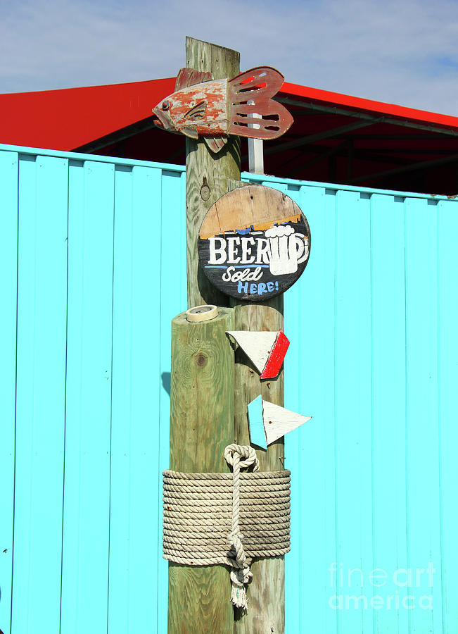 Beer Sign In Southport Nc  6703 Photograph