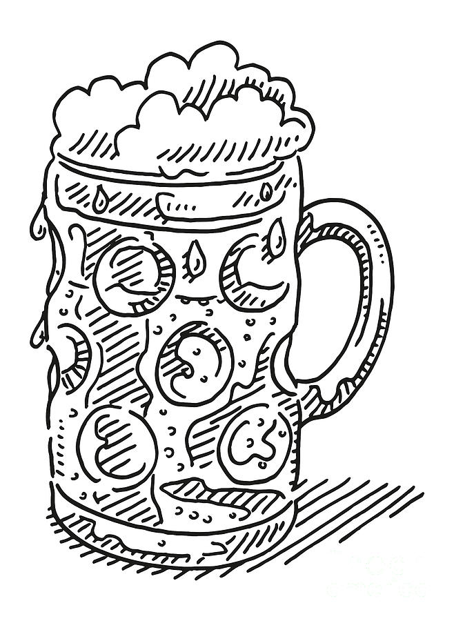 Black And White Drawing - Beer Stein Drawing by Frank Ramspott