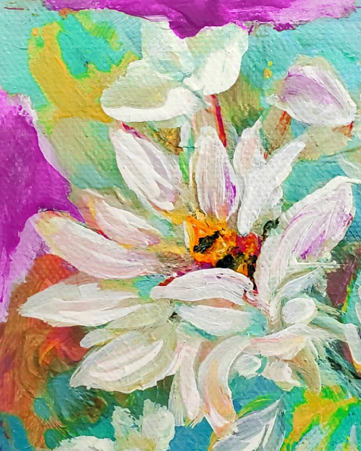 Bees and Flowers And Leaves  Painting by Lisa Kaiser