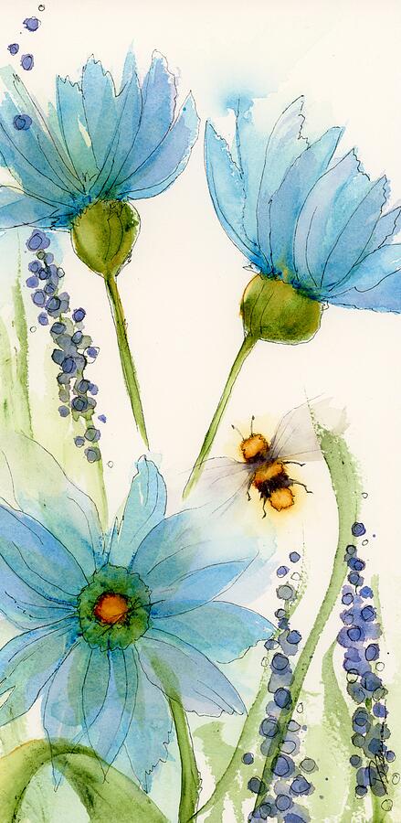Bees and Spring Flowers 2 Painting by Dawn Derman Bees and Spring Flowers 2 Painting by Dawn Derman