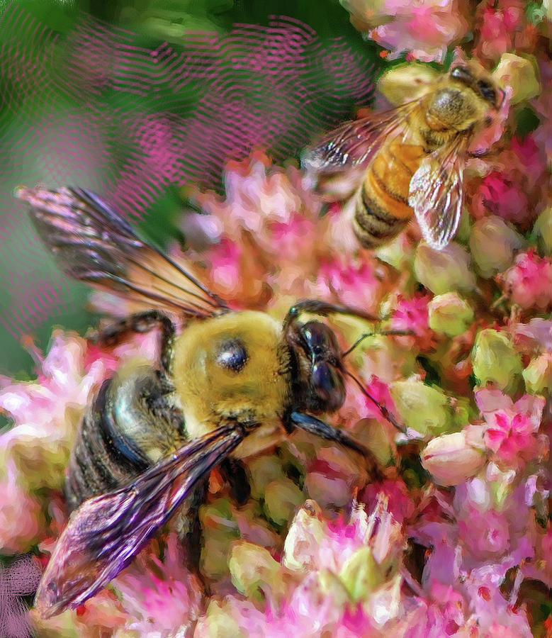 Bees At Botanical Gardens In New York City Digital Art by Cordia Murphy